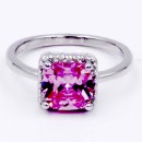 Rhodium Plated Pink Color CZ Ring