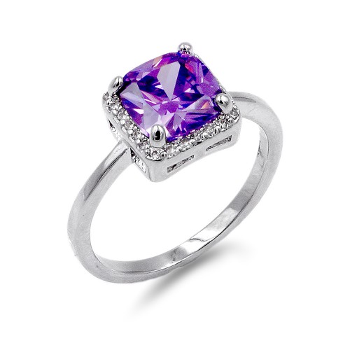 Rhodium Plated Purple Color CZ Ring