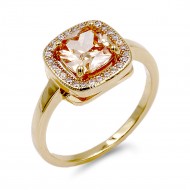 Rhodium Plated Topaz Color CZ Ring