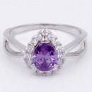 Rhodium Plated Purple Color CZ Ring
