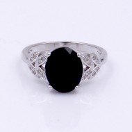 Rhodium Plated Black Color CZ Ring