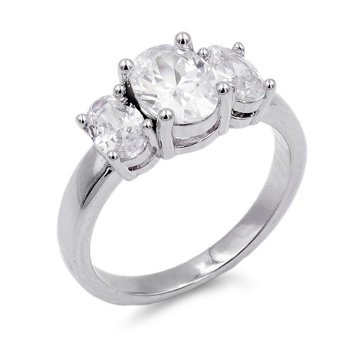 Rhodium Plated Clear CZ Ring