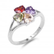 Rhodium Plated w. Multi-Color CZ Engagement Rings