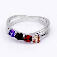 Rhodium Plated With Multi Color CZ Engagement Rings