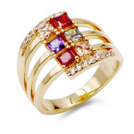 Gold Plated With Multi Color CZ Engagement Rings