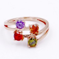 Rose Gold Plated With Multi Color CZ Engagement Rings