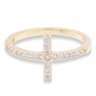 Gold Plated With CZ Cross Sized Ring
