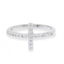 Rhodium Plated With CZ Cross Sized Ring