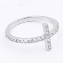 Rhodium Plated With CZ Cross Sized Ring