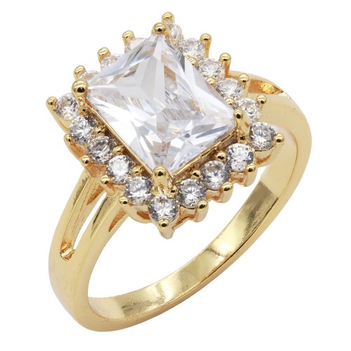 Gold Plated with Cubic Zirconia Engagement Rings, Size 8