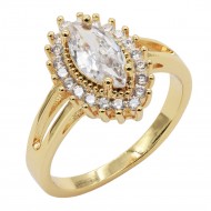 Gold Plated with Cubic Zirconia Engagement Rings, Size 9
