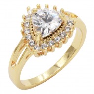 Gold Plated with Cubic Zirconia Engagement Rings, Size 9