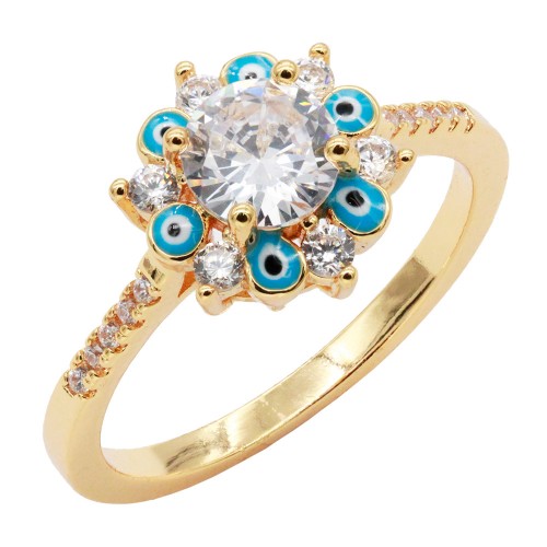 Gold Plated Evil Eye Rings. Size 9