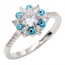 Rhodium Plated Evil Eye Rings. Size 9