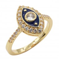Gold Plated with Blue Color CZ Rings, Size 9