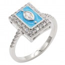 Gold Plated with Aqua Color CZ Rings, Size 9