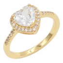 Gold Plated With Clear CZ Heart Sized Rings, Size 9