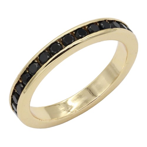 Gold Plated With All Black 3MM CZ Sized Rings, Size 9