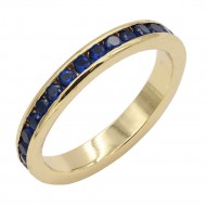 Gold Plated With All Blue Sapphire 3MM CZ Sized Rings, Size 9