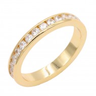 Gold Plated With All Clear 3MM CZ Sized Rings, Size 9