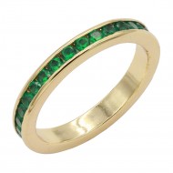 Gold Plated With All Green Emerald 3MM CZ Sized Rings, Size 9