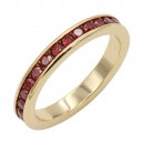 Gold Plated With All Red Garnet 3MM CZ Sized Rings, Size 9