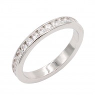 Rhodium Plated With Clear 3MM CZ Sized Rings, Size 9