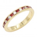 Gold Plated With Red Garnet & Clear Alternate 3MM CZ Sized Rings, Size 9