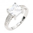 Rhodium Plated With CZ Engagement rings. Size 9