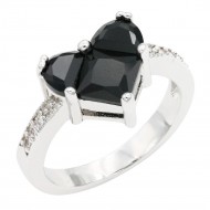 Rhodium Plated With Black CZ Engagement rings. Size 9