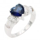Rhodium Plated With Blue CZ Engagement rings. Size 9