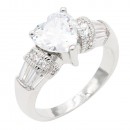 Rhodium Plated With Pink CZ Engagement rings. Size 9
