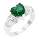 Rhodium Plated With Emerald CZ Engagement rings. Size 9