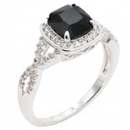 Rhodium Plated With Black Color CZ Engagement rings. Size 9