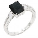 Rhodium Plated With Black Color CZ Engagement rings. Size 9