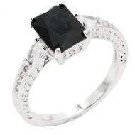 Rhodium Plated With Black Color CZ Engagement rings. Size 9