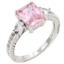 Rhodium Plated With Pink Color CZ Engagement rings. Size 9