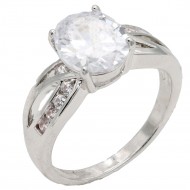 Rhodium Plated With Clear Color CZ Engagement rings. Size 9