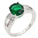 Rhodium Plated With Aqua Color CZ Engagement rings. Size 9