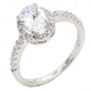 Rhodium Plated With Blue Color CZ Engagement rings. Size 9