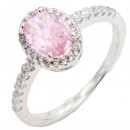 Rhodium Plated With Ruby Color CZ Engagement rings. Size 9