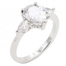 Rhodium Plated With Clear Color CZ Engagement rings. Size 9