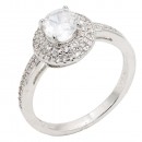 Rhodium Plated With Clear Color CZ Engagement rings. Size 9