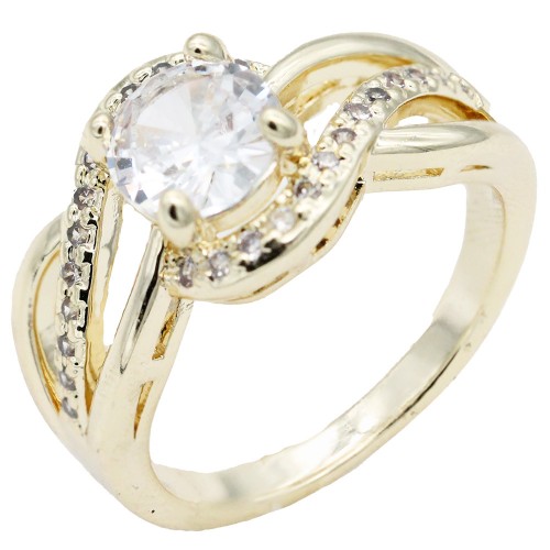 Gold Plated With Clear Color CZ Engagement rings. Size 9