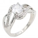 Rhodium Plated With Clear Color CZ Engagement rings. Size 9