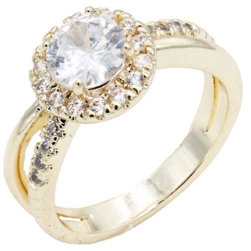 Gold Plated With Clear Color CZ Engagement rings. Size 9