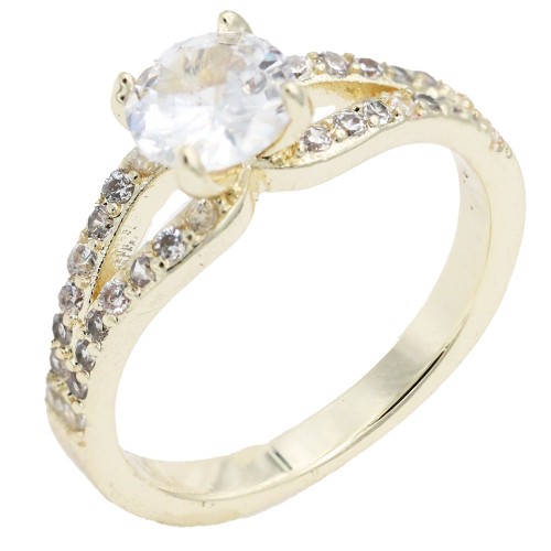 Gold Plated With Clear Color CZ Engagement rings. Size 9