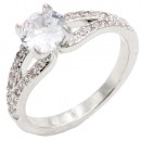 Rhodium Plated With Clear Color CZ Engagement rings. Size 9