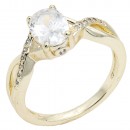 Rhodium Plated With Clear Color CZ Engagement rings. Size 9