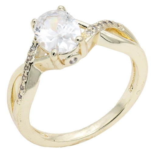 Gold Plated With Clear Color CZ Engagement rings. Size 9